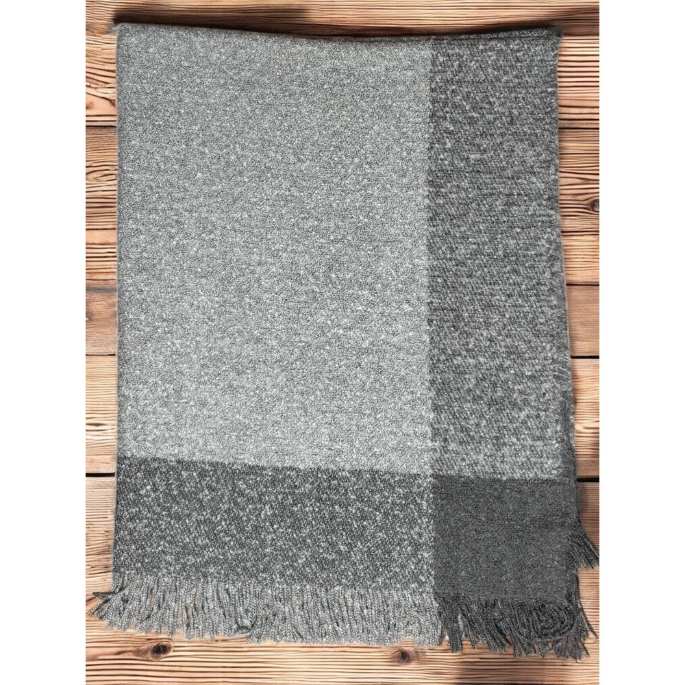 Pottery Barn Throw Blanket 50‎ x 60 Gray Fringe Lightweight Acrylic Blend Soft